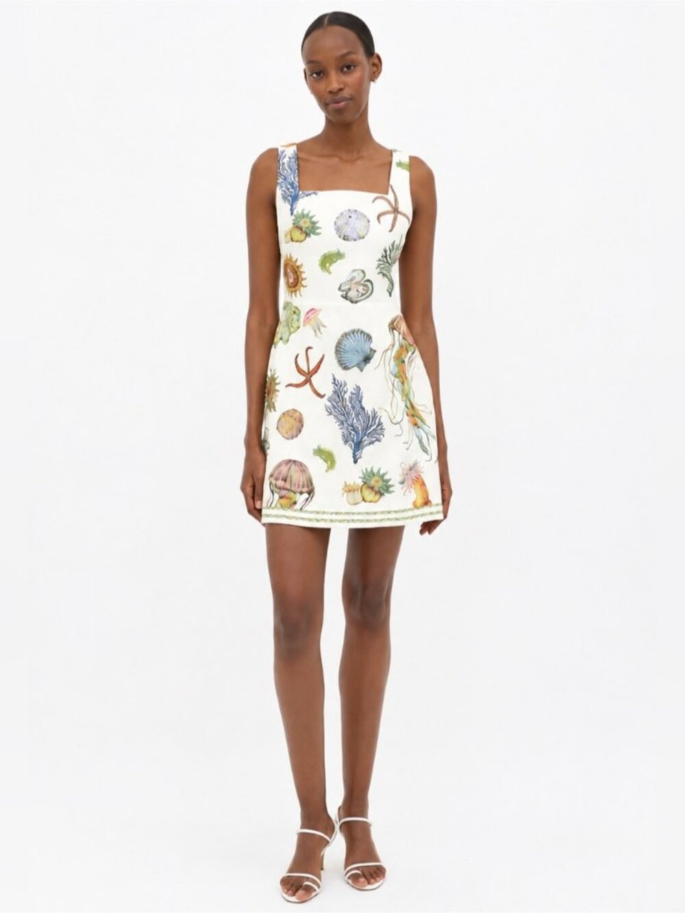 Caroline Constas Seashell & Sea Life Print Mini Dress Size XS